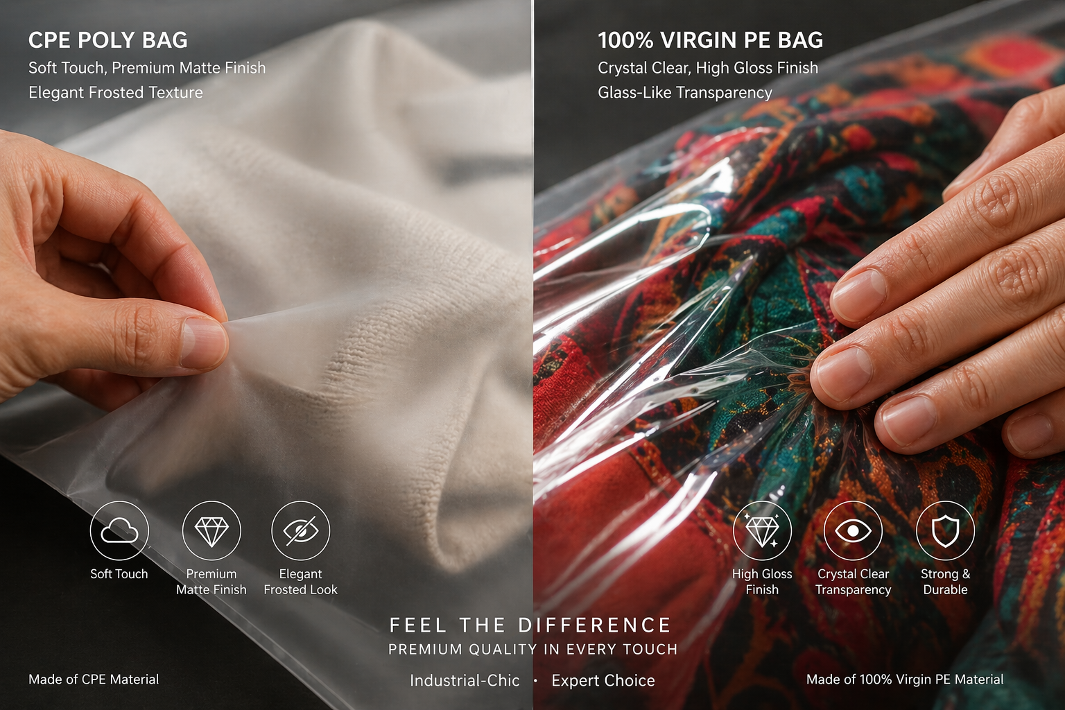 Frosted vs. Clear PE Apparel Packaging Guide