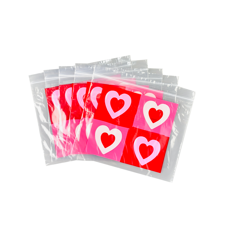 CMYK Full Color Heart Pattern Printed LDPE PE ZipLock Bag
