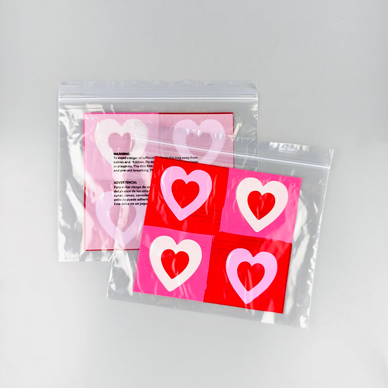 CMYK vollfarbiger Herzmuster-bedruckter LDPE PE ZipLock-Beutel