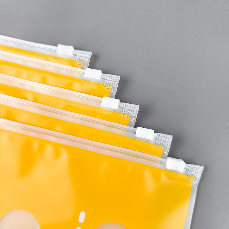 Kundenspezifische gelb-weiß gemusterte LDPE-Reißverschlussbeutel