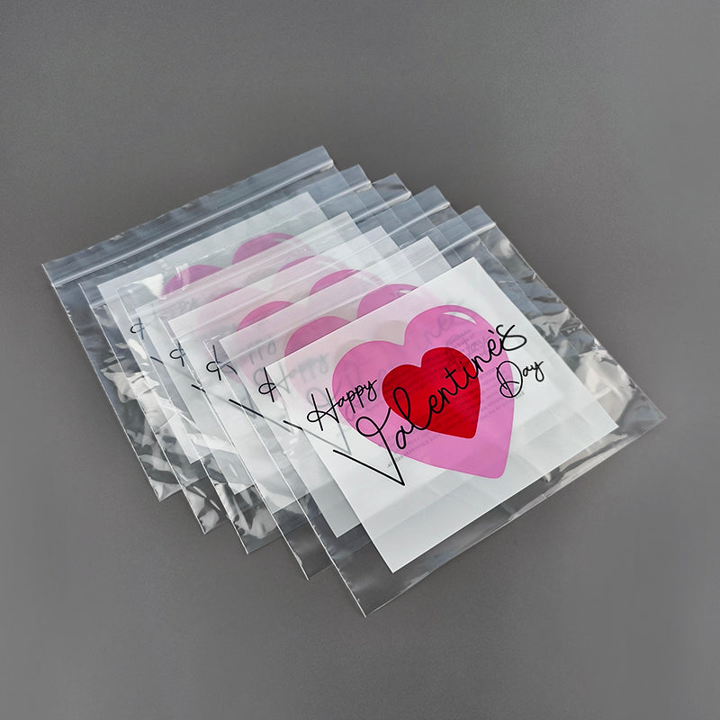 Gravure Printed Heart Pattern LDPE PE ZipLock Bag