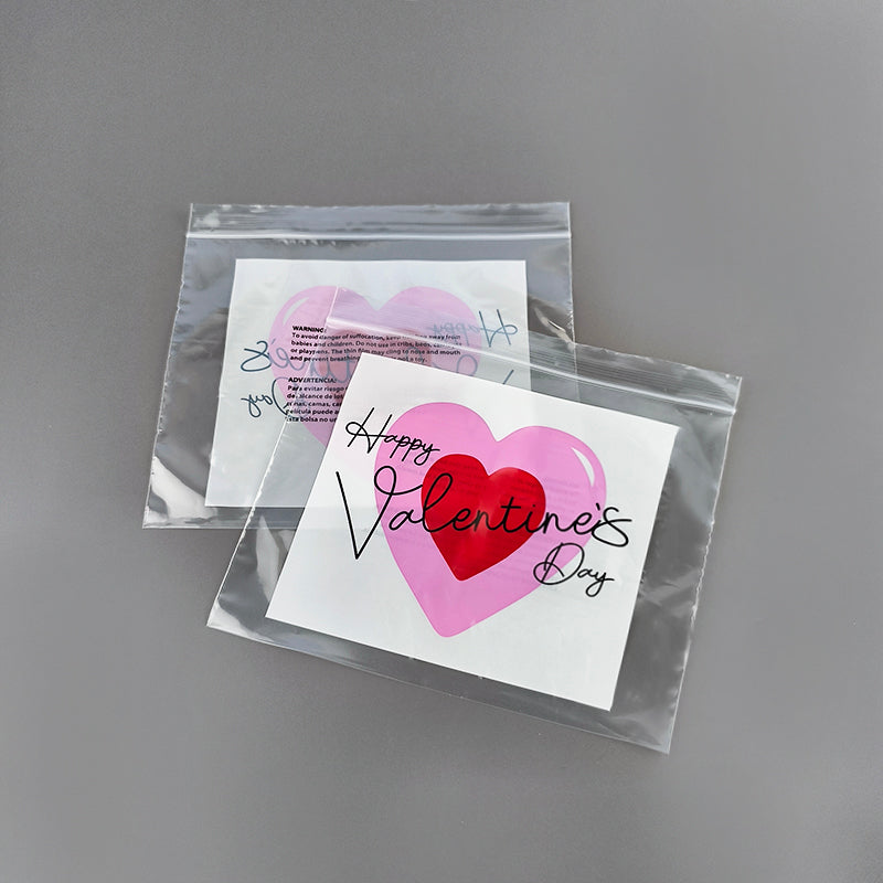 Gravure Printed Heart Pattern LDPE PE ZipLock Bag