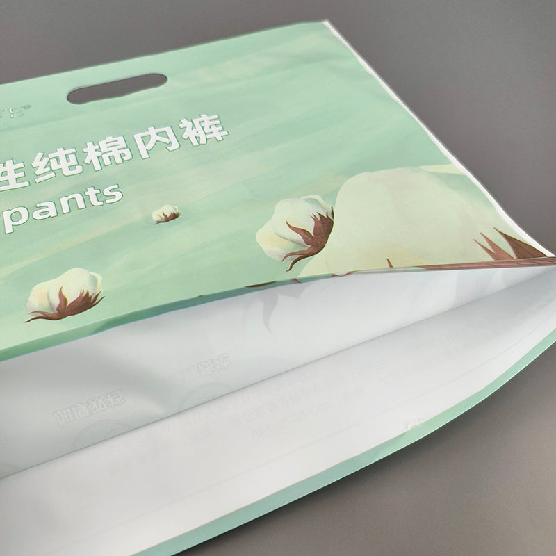 Gravure Printed Light Green LDPE PE Flat Open Top Bag