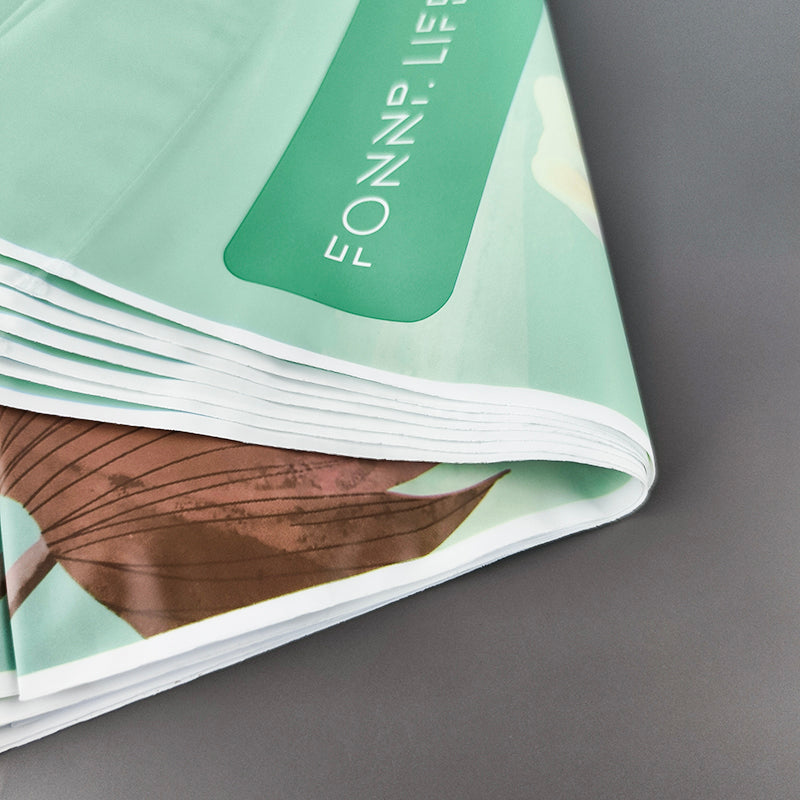 Gravure Printed Light Green LDPE PE Flat Open Top Bag