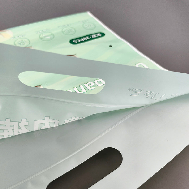 Gravure Printed Light Green LDPE PE Flat Open Top Bag