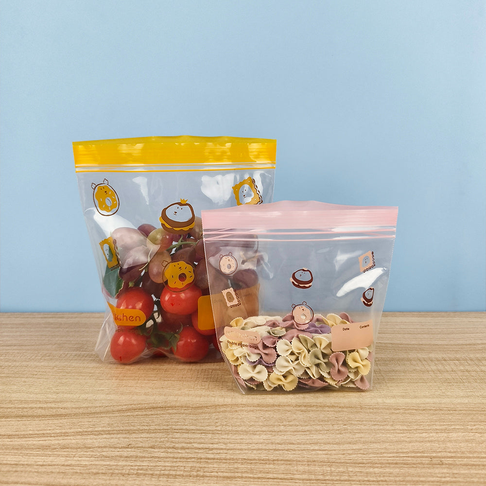 Gravure Printed Transparent Cartoon LDPE PE Food Grade Fresh-Keep ZipLock Bag
