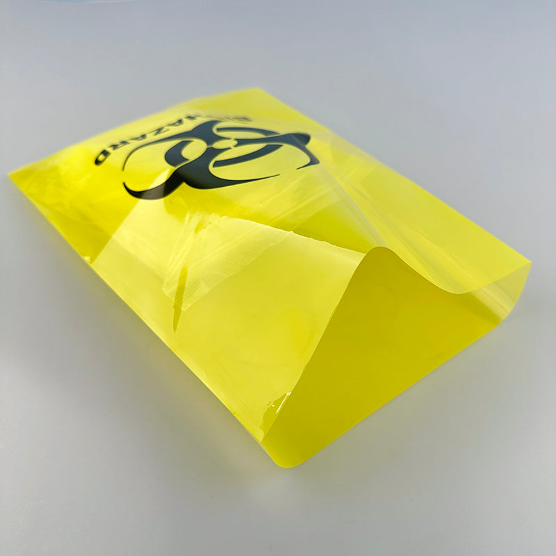 Yellow biohazard  medical waste flat bag