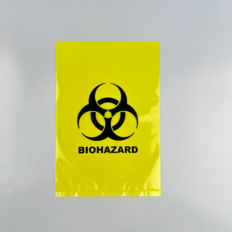 Yellow biohazard  medical waste flat bag